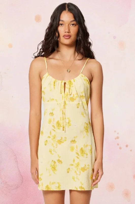 mini dresses-glam casual dressROLLAS Womens Georgie Mini Dress - Limoncello Daydream