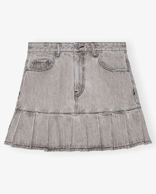 mini dresses-perfect for trendy fall street styleDenim Pleated Mini Skirt Gray Quill