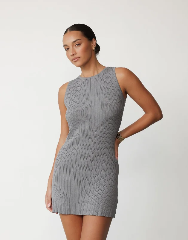 mini dresses-perfect for cool weather fashionAylah Mini Dress (Slate)