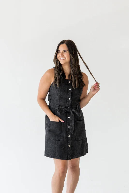 mini dresses-perfect casual chic outfitsBrandi Button Down Mini Dress | Washed Black