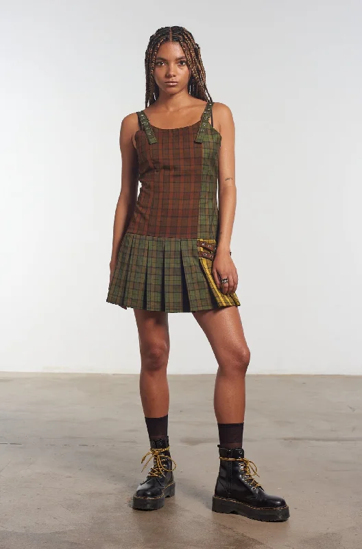 mini dresses-perfect for outdoor festivalsViv Tartan Mini Dress