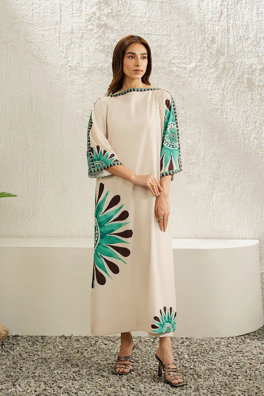 Plus size maxi dresses with sleeves-Delai Long