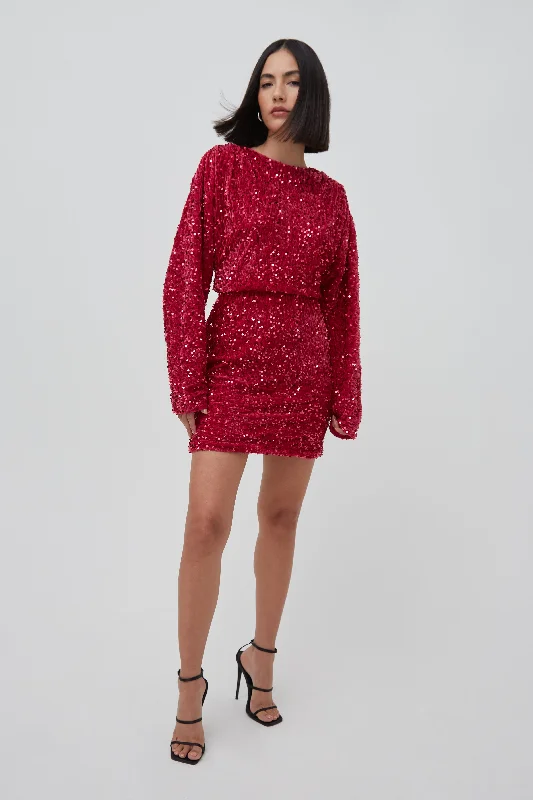 mini dresses-perfect fit for weddingsSEQUIN BLOUSON SLEEVE MINI DRESS