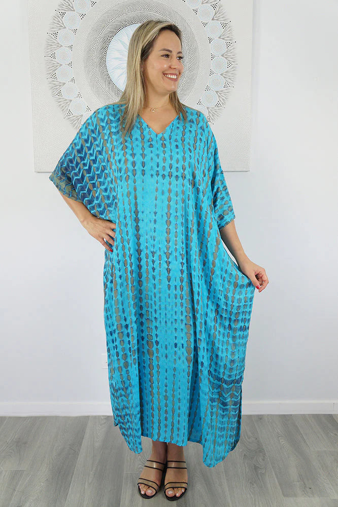 Formal lace maxi dresses for weddings-Venus Long Tie Dye Kaftan