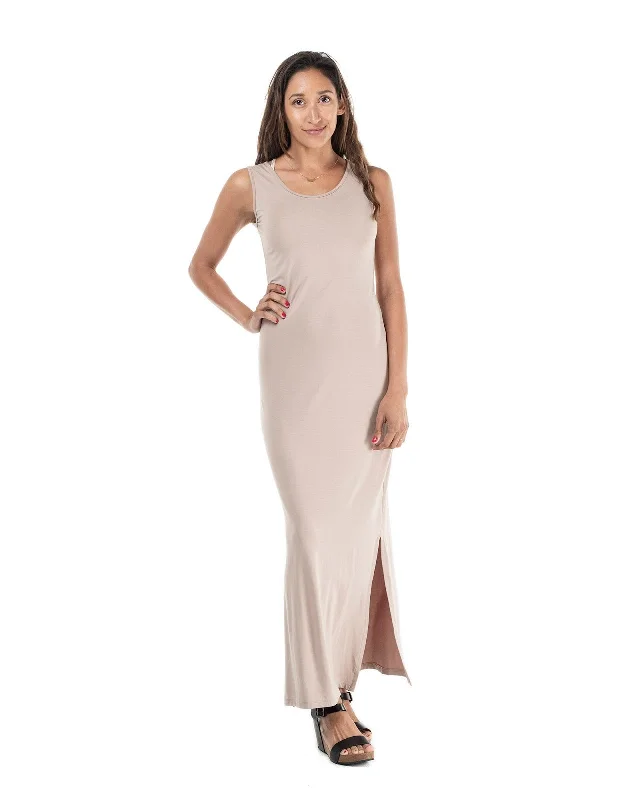 Bohemian satin maxi dresses for summer-Long Tank Dress