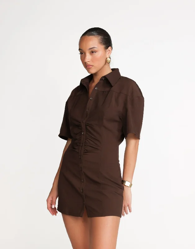 mini dresses-perfect beachside attireEtta Mini Dress (Chocolate)