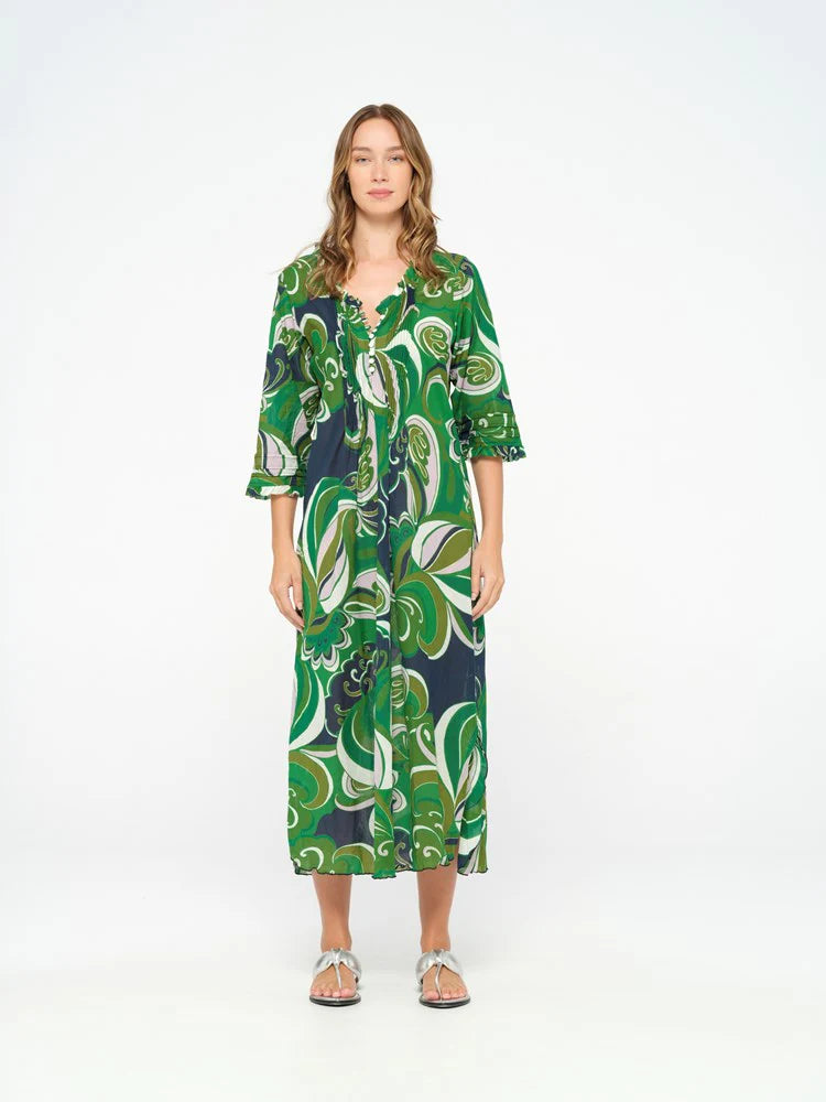 Elegant wedding guest maxi dresses-Costa Nova Long Poppy Emerald