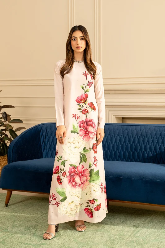 Sexy floral print satin maxi dresses-Argai Long