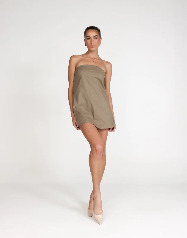 mini dresses-perfect for fashion-forward looksHati Mini Dress (Mushroom)