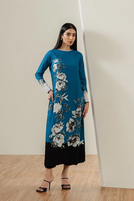 Long sleeve floral maxi dresses-Danil Long