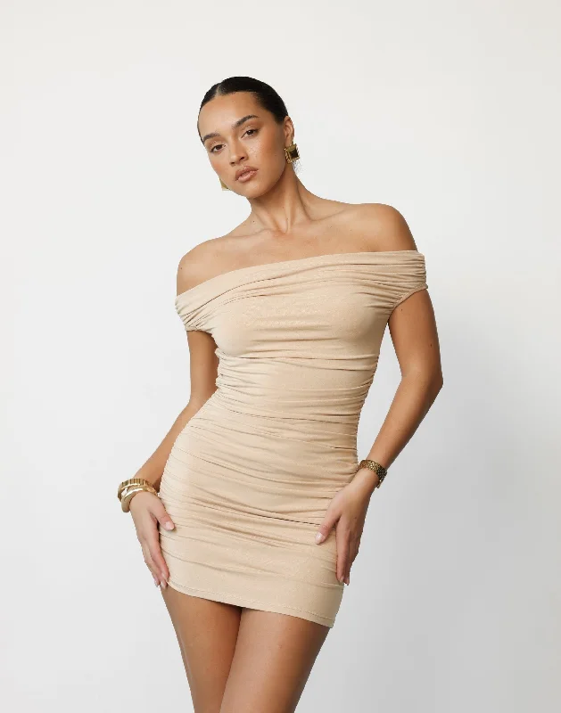 mini dresses-perfect for stylish casual wearMonaco Mini Dress (Camel) - By Lioness