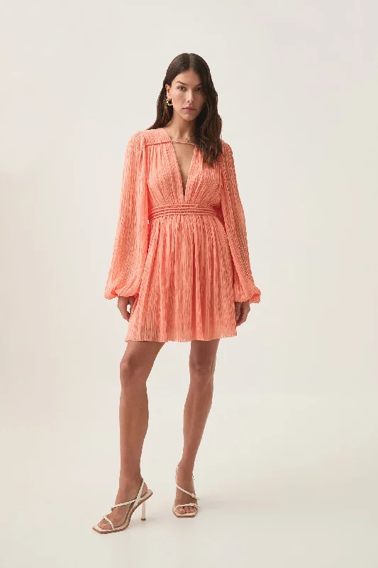 mini dresses-perfect for chic beach outfitsGenevieve Pleated Mini Dress