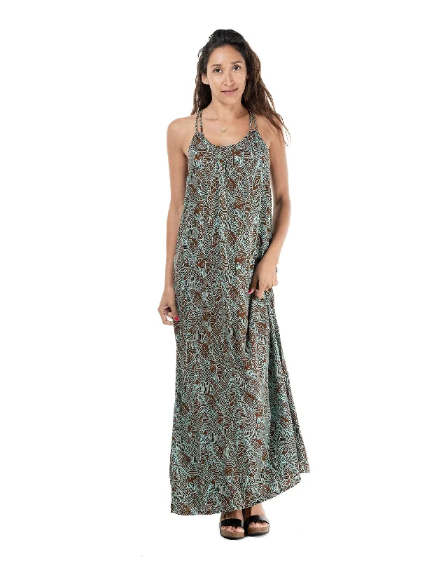 Trendy satin maxi dresses with pleated details-The Kadek Printed Dress Long