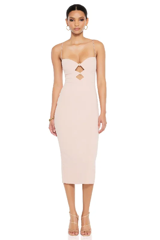 Trendy midi dresses for casual brunch dates-Nookie Muse Midi Dress - Nude