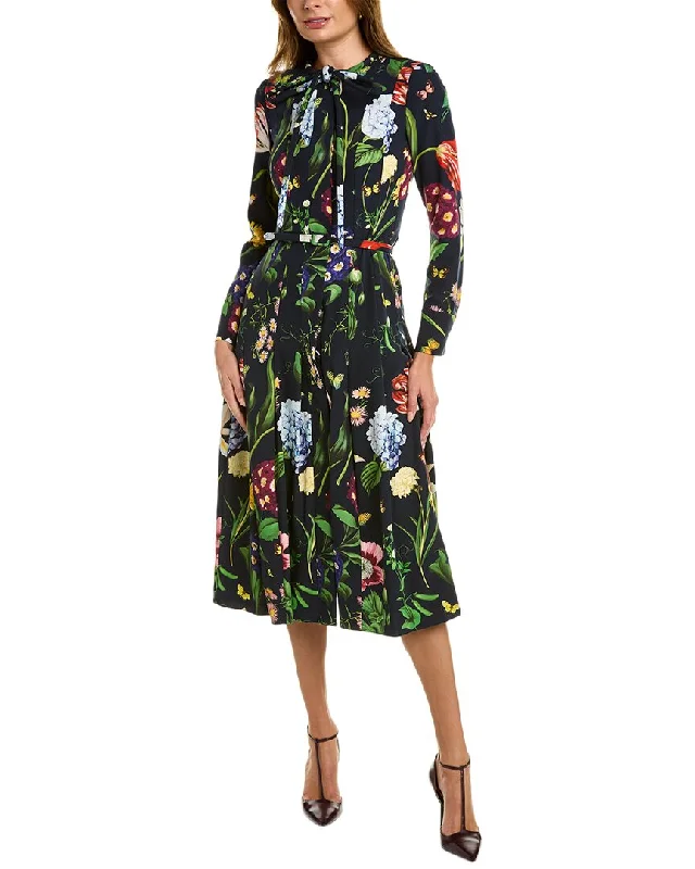 Trendy midi dresses for fashion-forward looks-Oscar de la Renta Cady Silk-Lined Midi Dress