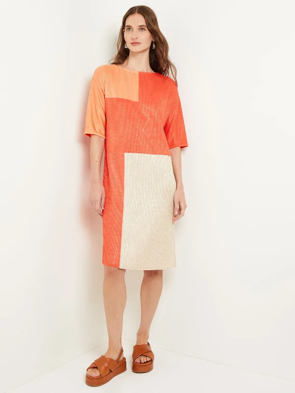 Midi dresses for an outdoor picnic with family-Midi Shift Dress - Colorblock Soft Knit