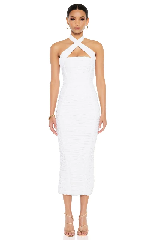 Midi dresses for weekend barbecues-Nookie Monroe Midi Dress - White