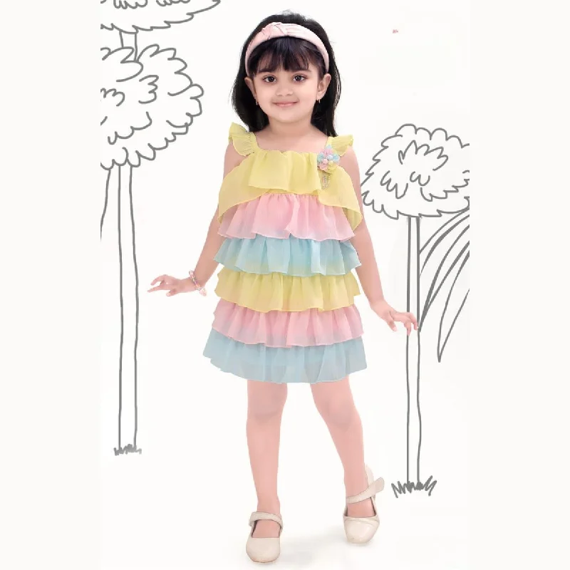 Midi dresses for weekend barbecues-Multi Colored Girls Midi Ruffled Tulle