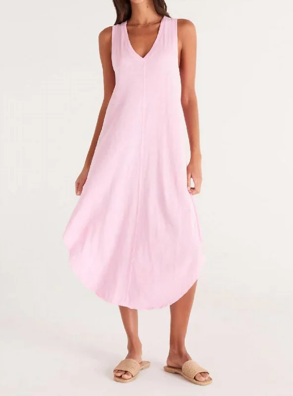 Midi dresses for a day at the museum-Reverie Midi Dress In Pink