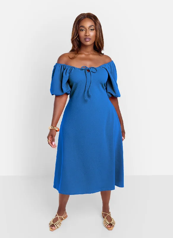 Stylish midi dresses for casual evenings-Have It All Peasant A-Line Midi Dress