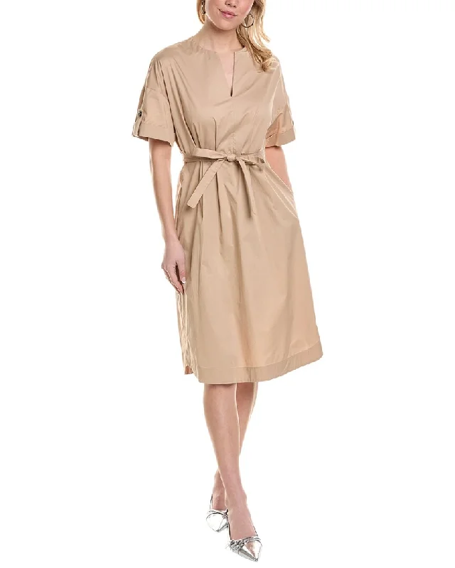 Midi dresses with tulle details-Peserico womens  Midi Dress, 46, Beige