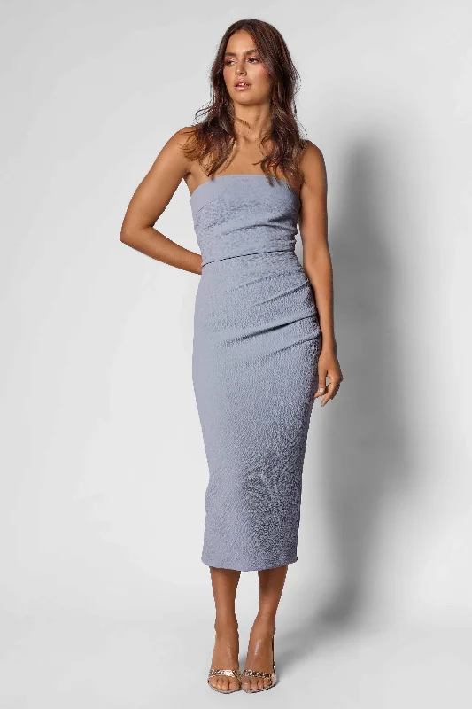 Midi dresses with silk finishes-Harper Midi Dress - Smoke