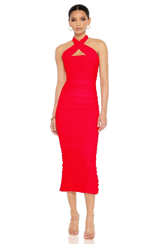 Midi dresses for daytime wedding celebrations-Nookie Monroe Midi Dress - Flame