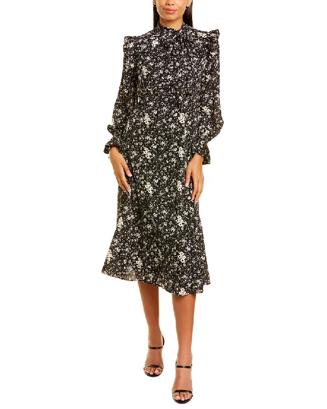 Midi dresses for daytime cocktail events-Teri Jon by Rickie Freeman Floral Midi Dress