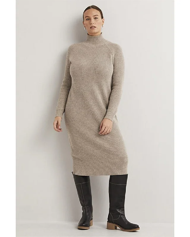 Trendy midi dresses for summer festivals-Boden High-Neck Knit Wool & Alpaca-Blend Midi Dress