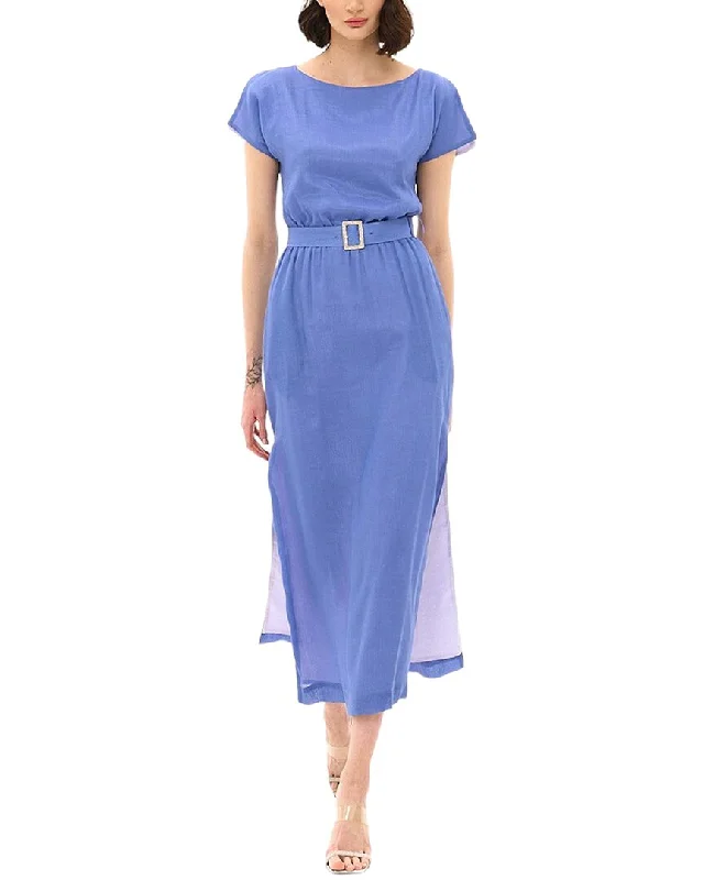 Midi dresses with mesh detailing for a modern edge-BGL Silk-Blend Midi Dress