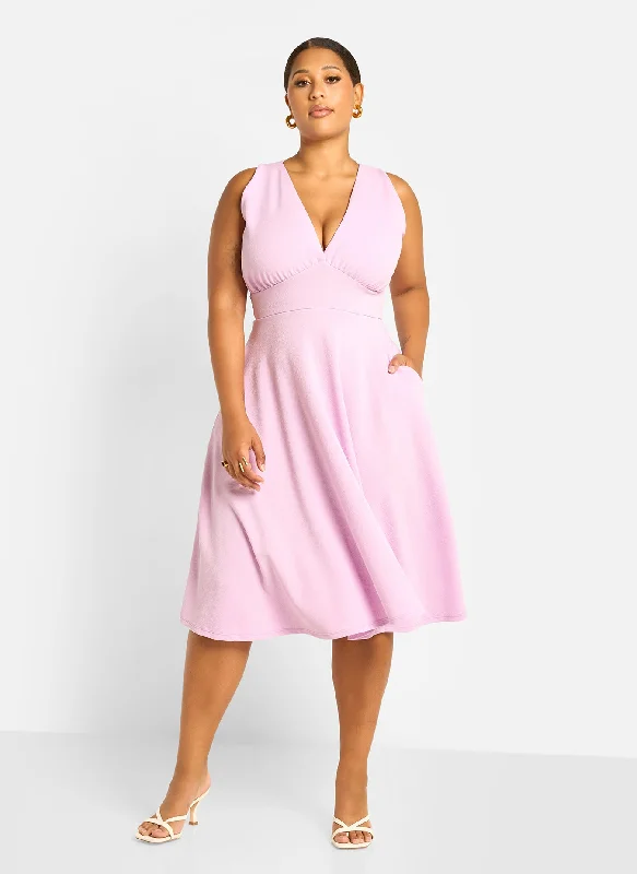 Midi dresses for a spring garden party-Kamelia Skater Midi Dress - Lilac