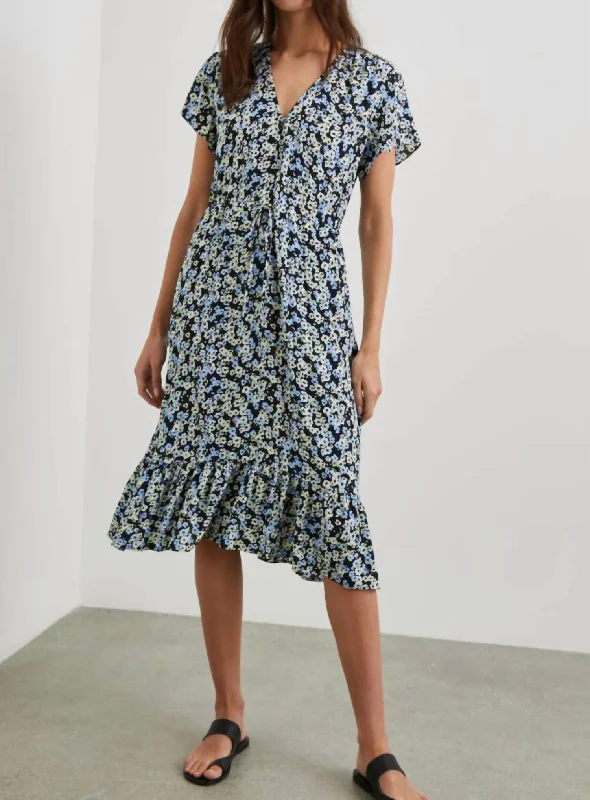 Trendy midi dresses for casual brunch dates-Kiki Midi Dress In Midnight Meadow Floral