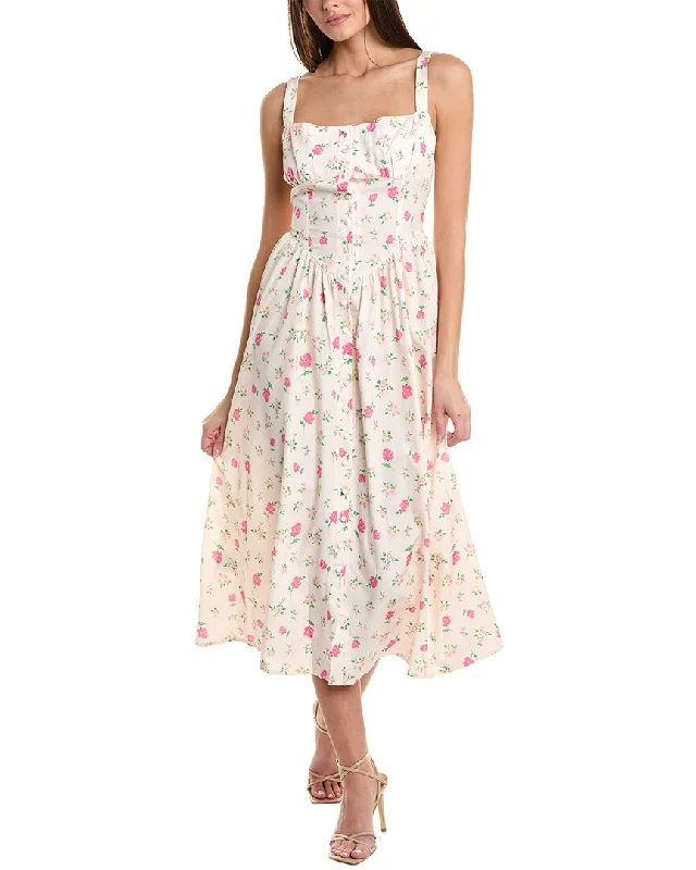 Midi dresses for an outdoor picnic with family-REVERIEE Button Front Midi Dress