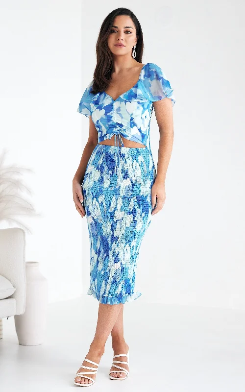 Midi dresses for relaxed weekend vibes-Danielle Midi Dress - Blue Floral