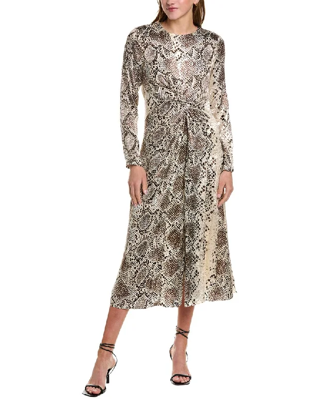 Midi dresses with intricate beading-Elie Tahari Twist Front Silk-Blend Midi Dress