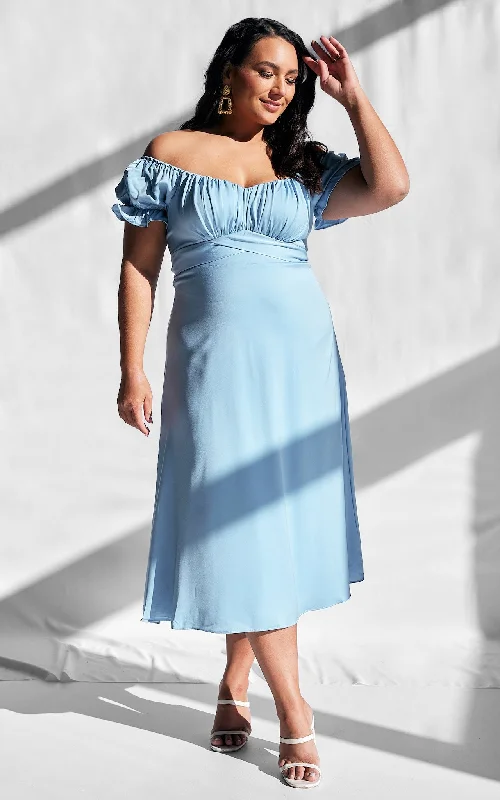 Midi dresses for casual weekend dinners-Jolene Midi Dress - Dusty Blue