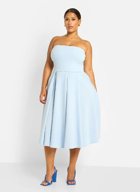 Midi dresses for relaxed weekend vibes-Zelie Skater Midi Dress - Baby Blue