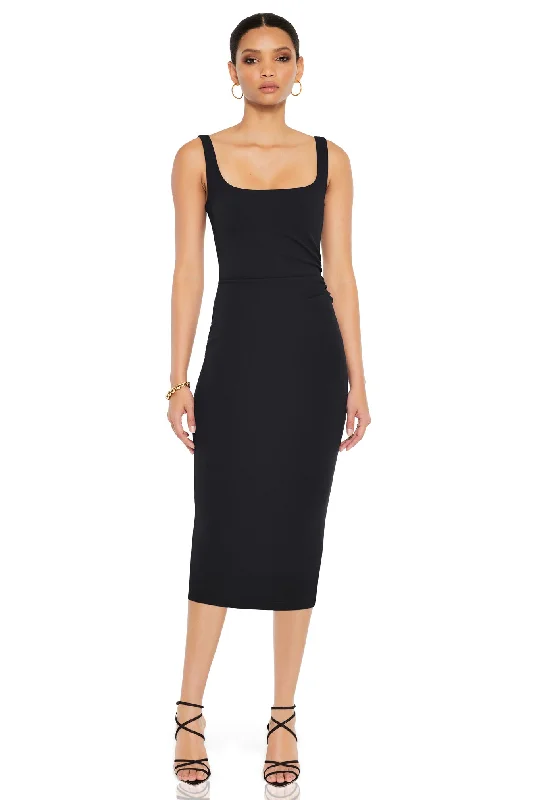 Elegant midi dresses for upscale restaurant outings-Nookie Glory Midi Dress - Black