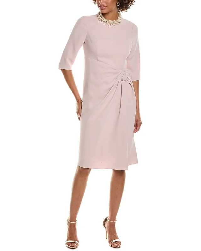 Midi dresses for intimate gatherings-Teri Jon by Rickie Freeman Stretch Crepe Pearl Midi Dress