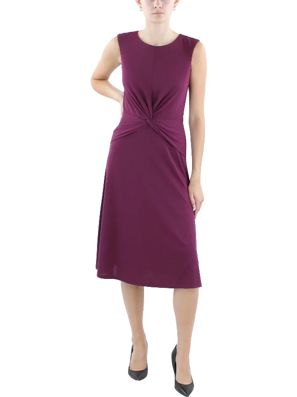 Midi dresses for an outdoor celebration-Womens Midi Gathered Sheath Dress