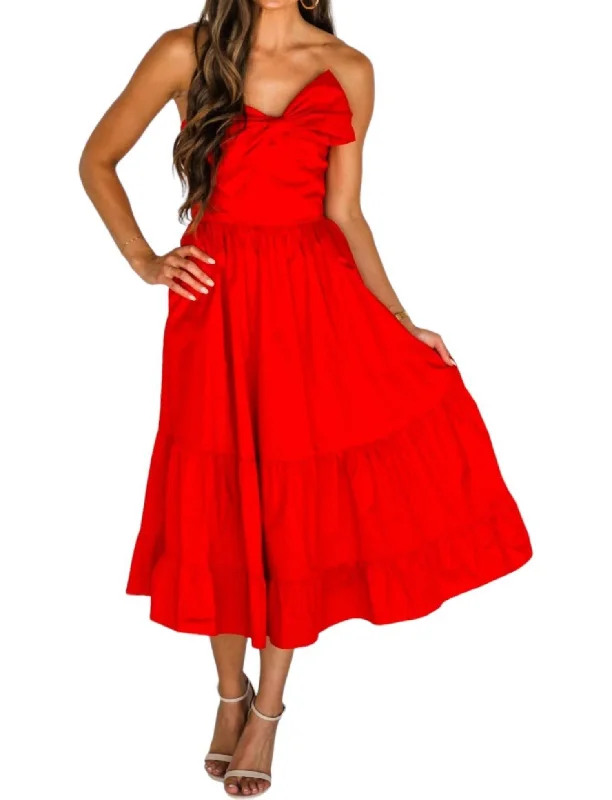 Midi dresses for a formal gala-Pretty Little Thing Midi Dress In Scarlet Red