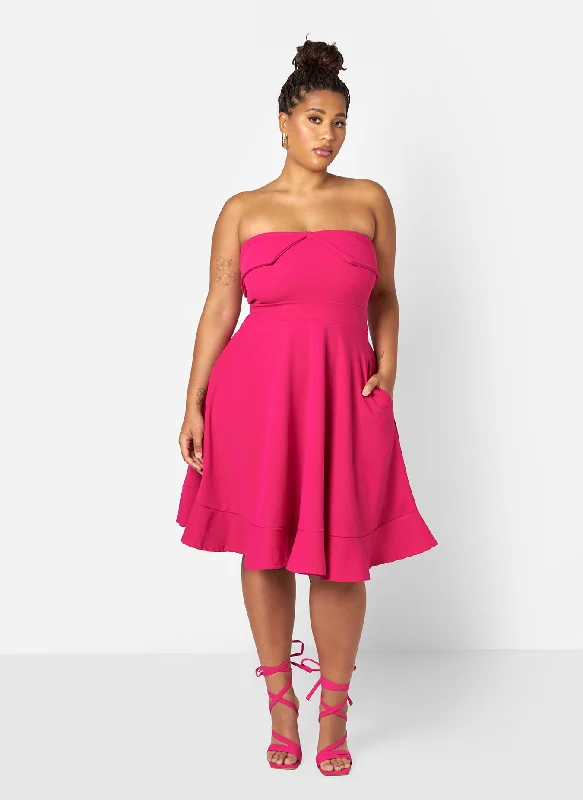 Midi dresses for a chic rooftop dinner-Aurora Skater Midi Dress w. Pockets