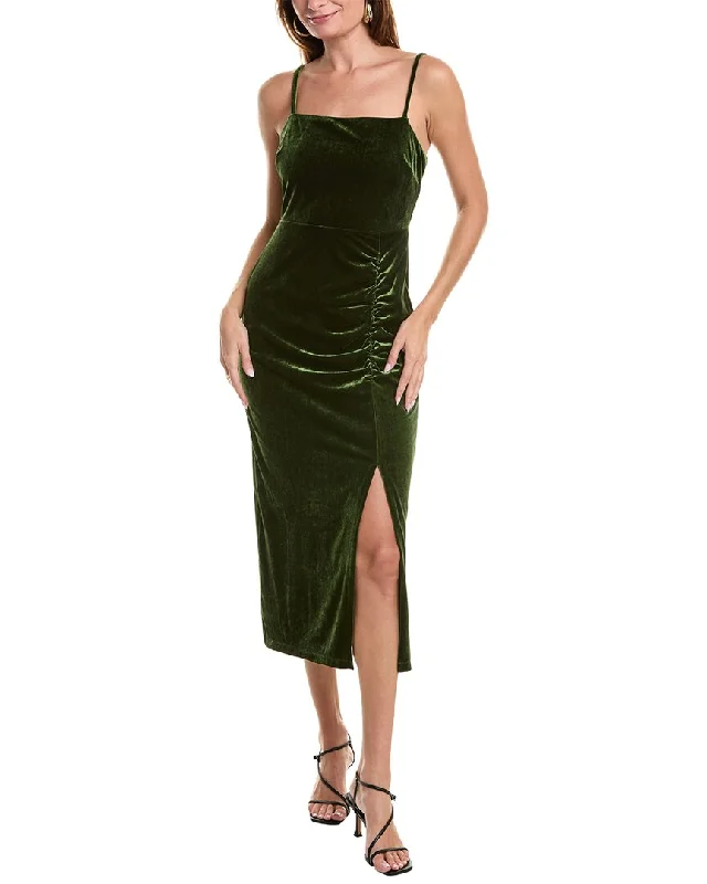 Trendy midi dresses with layered skirts-Taylor Velvet Midi Dress