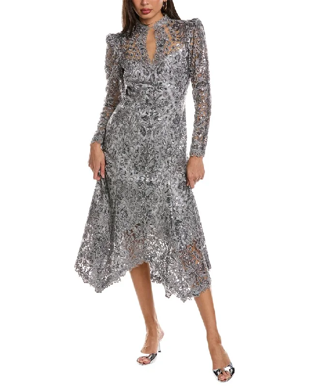 Midi dresses for daytime cocktail events-Tadashi Shoji Embroidered Lace Midi Dress