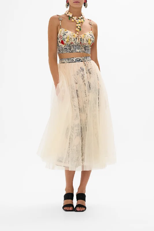 Midi dresses for business luncheons-MIDI TULLE SKIRT ETCHED INTO ETERNITY