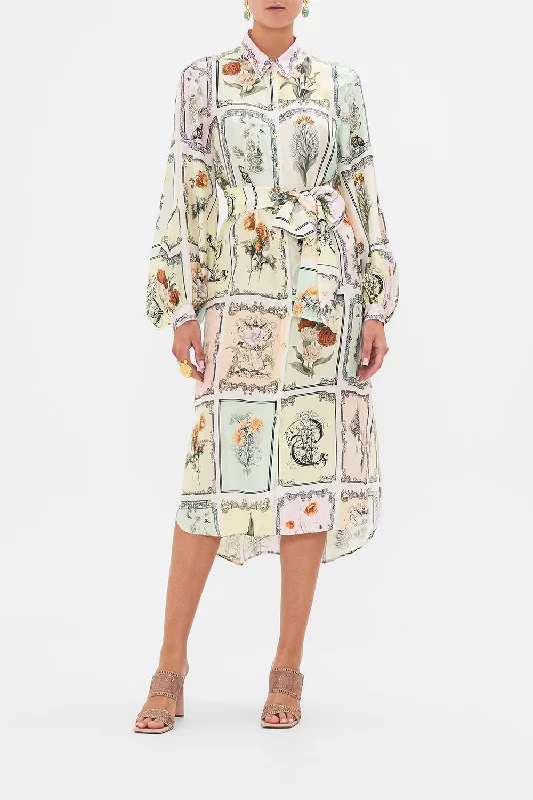 Midi dresses with oversized sleeves-HIGH LOW MIDI SHIRT DRESS LONG LIVE LETTERPRESS