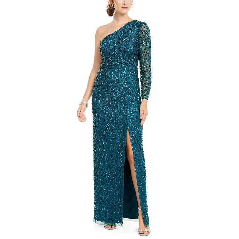 Evening dress with extravagant design-Adrianna Papell Women's Beaded Column Gown Blue Size 12