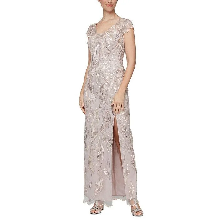 Evening dress with luxurious shimmer-Alex & Eve Women's Embroidered Column Gown Pink Size 12