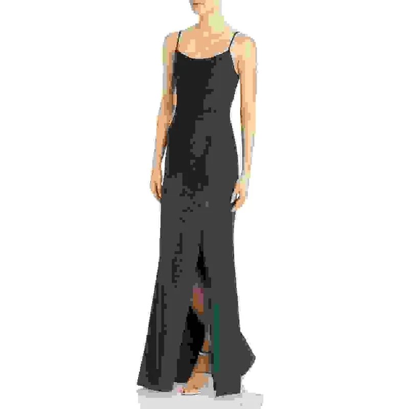 Evening dress with intricate beadwork-Aqua Women's Floor Length Spaghetti Strap Gown Green