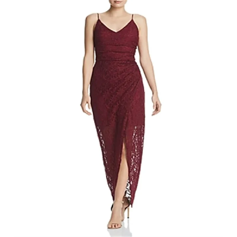 Evening dress for grand affair-Aqua Women's Glitter Lace Gown Red